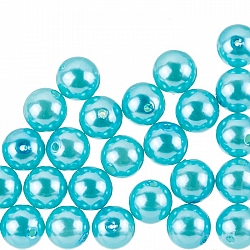 Round Acrylic Pearl Beads 12mm ABS Turquoise Pack of 30