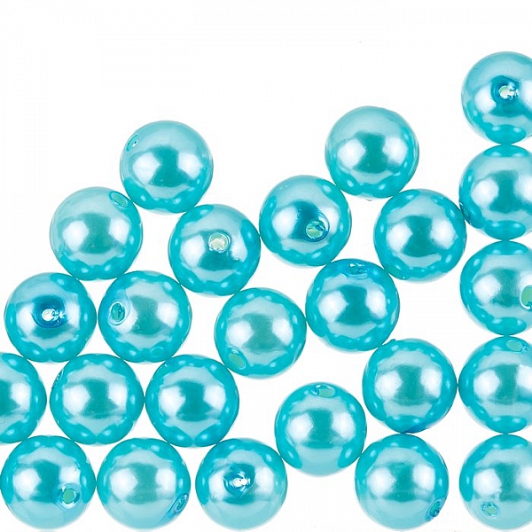 Round Acrylic Pearl Beads 12mm ABS Turquoise Pack of 30