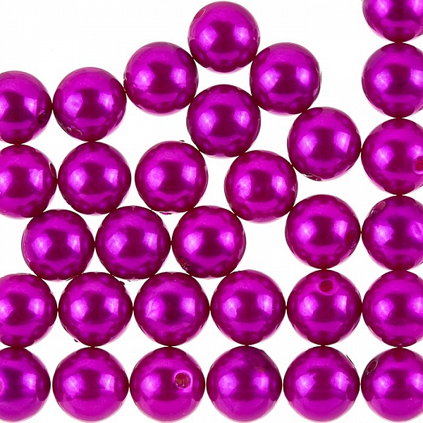 12mm Acrylic Pearl Beads Round Magenta Purple Pack of 30