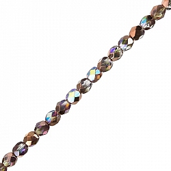 6mm Czech Fire Polished Beads Crystal Copper Rainbow 6
