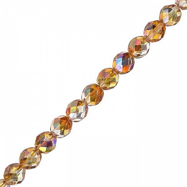 8mm Fire Polish Beads Czech Crystal Orange Rainbow PK20