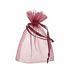Large Drawstring Organza Gift Bags Dark Red 15x11cm PK6