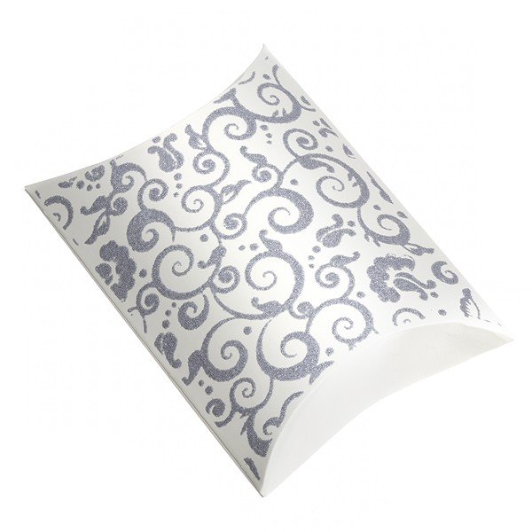 Silver Glitter Small Cream Pillow Gift Box 11x8x3cm PK1