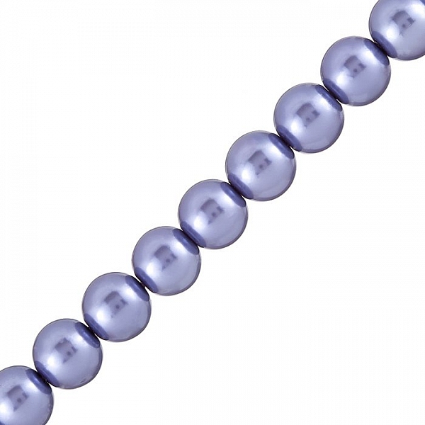 Round Glass Pearl Beads 12mm Lilac - Sold on 16" Strand
