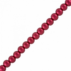 8mm Glass Pearl Beads Round (Firebrick Red) 16" Strand