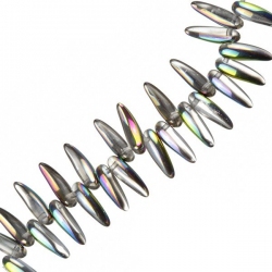 Crystal Vitrail Tooth Czech Pressed Beads 6x16mm PK25