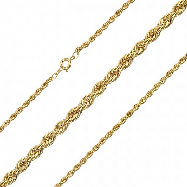 Gold Plated Twisted Rope Chain 18" Necklace With Clasp