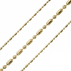 Gold Plated Ball And Bar Chain Necklace With Clasp 24"