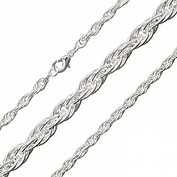 5mm Rope Chain Necklace With Clasp Silver Plated - 1m