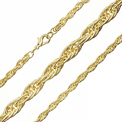 5mm Rope Chain Necklace With Clasp Gold Plated 16 Inch