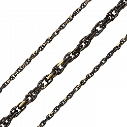 3mm Rope Chain Diamond Cut Black Enamel Brass - 1 Metre