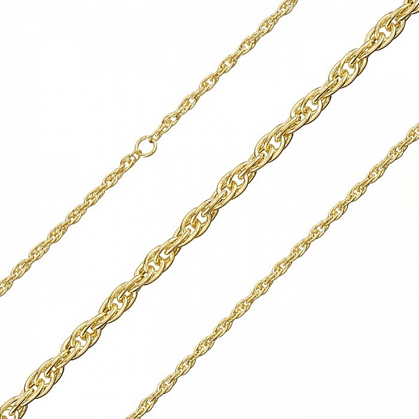 Gold Plated Unfinished Rope Chain 3mm Steel Link 1metre