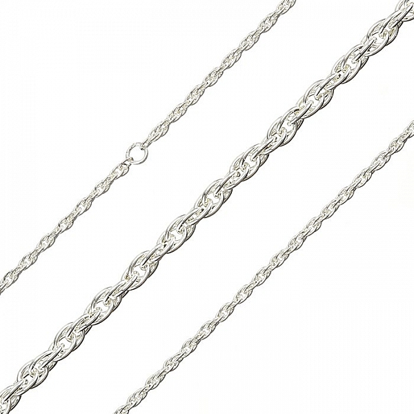 Silver Plated Unfinished Rope Chain 3mm Steel Links 1m