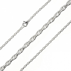 Rope Chain Necklace Silver Plated 3mm Steel Links 16"