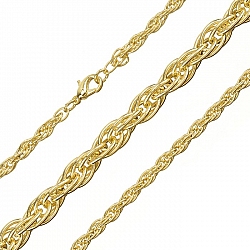 5mm Rope Chain Necklace With Clasp Gold Plated - 1metre