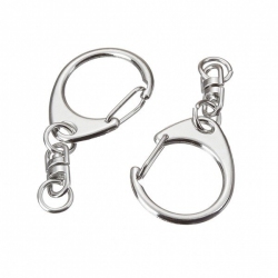 Key Rings 55mm Circle Snap Clasp With Swivel Chain PK2