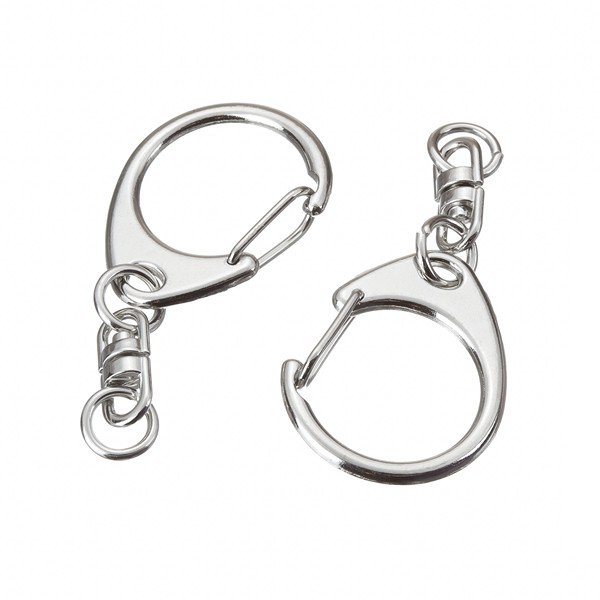 Key Rings 55mm Circle Snap Clasp With Swivel Chain PK2