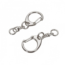 Key Rings 45mm Circle Snap Clasp With Swivel Chain PK2