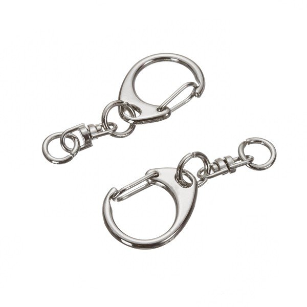 Key Rings 45mm Circle Snap Clasp With Swivel Chain PK2