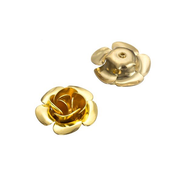 Large Flower Shape Metal Spacer Beads Gold Plated 16mm