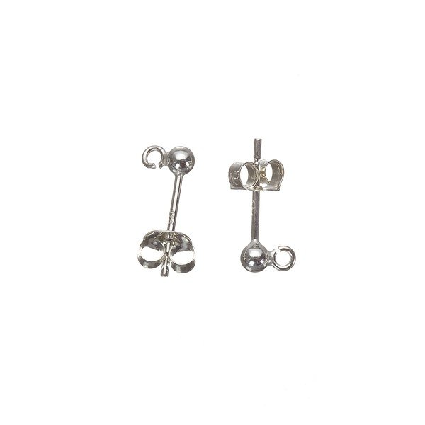 3mm Ball And Scroll Ear Studs Sterling Silver - 1 Pair