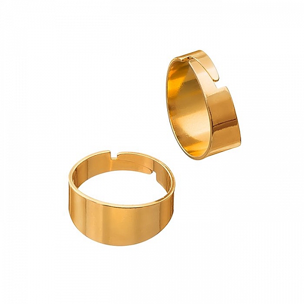 Adjustable Ring Bases Gold Plated - Flat 10mm Wide PK2