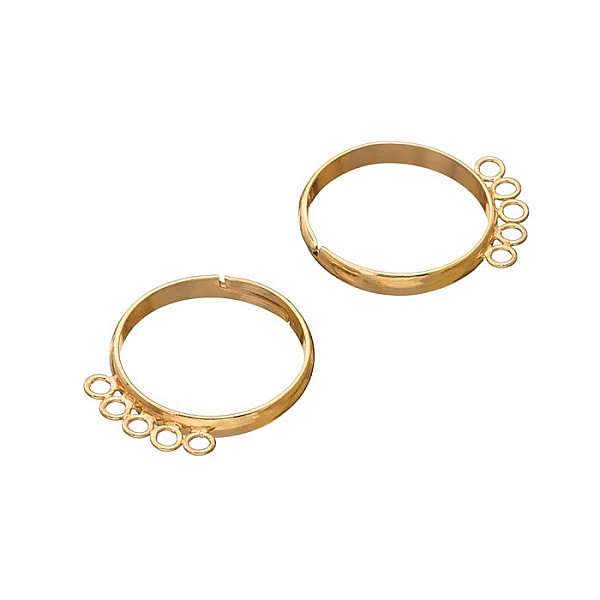 Adjustable Ring Bases 5 Loops (18mm) Gold Plated - PK2