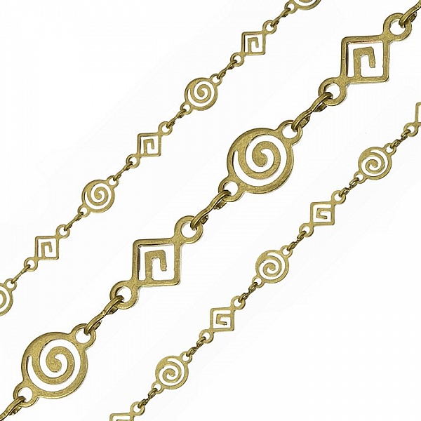 Antique Gold Chain Swirl/Diamond Shape Unfinished - 1m