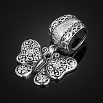 Butterfly Scarf Bail Pendant Slider 70mm Antique Silver
