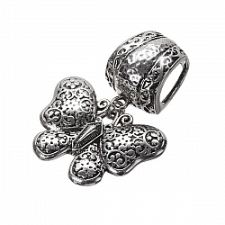 Butterfly Scarf Bail Pendant Slider 70mm Antique Silver