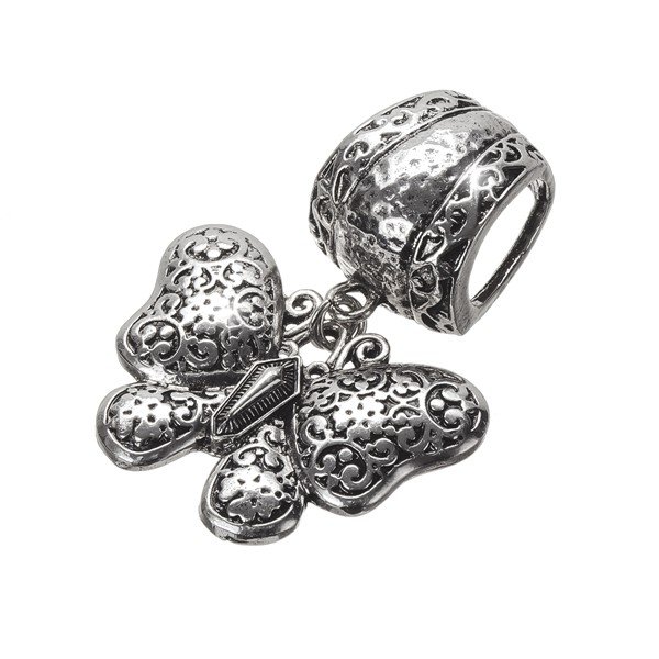 Butterfly Scarf Bail Pendant Slider 70mm Antique Silver