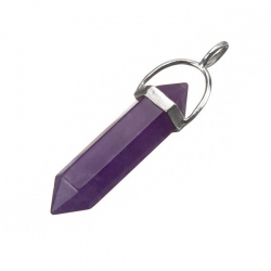 Double Pointed Amethyst Gemstone Pendant 40mm STS 925