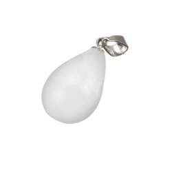 925 Sterling Silver White Jade Gemstone Drop Pendant PK1