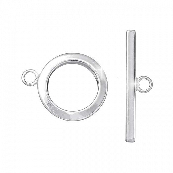 Sterling Silver 14mm Round Toggle Bar Jewellery Clasp