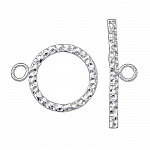 17mm Hammered Round Toggle Bar Clasp Sterling Silver PK1