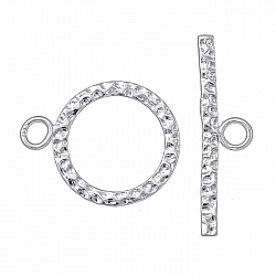 17mm Hammered Round Toggle Bar Clasp Sterling Silver PK1