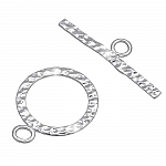 17mm Hammered Round Toggle Bar Clasp Sterling Silver PK1