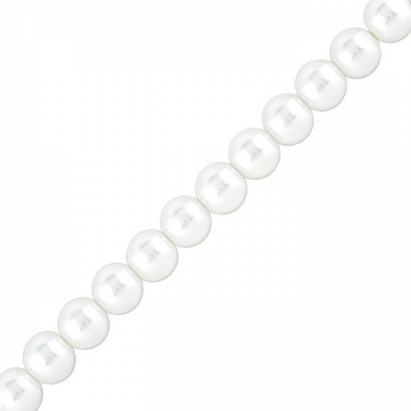 White Pearl Glass Beads Round 10mm Sold on 15.5" Strand