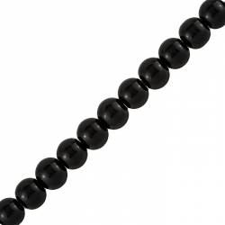 10mm Glass Pearl Beads Round (Black) Sold on 16" Strand