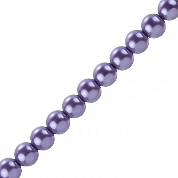 10mm Glass Pearl Bead Round Lavender Sold on 16" Strand
