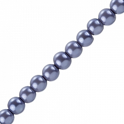 10mm Glass Pearl Beads Round Cornflower Blue 16" Strand