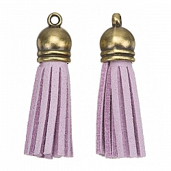 Suede Tassel Charms with Bronze Cap Lilac 36mm PK2