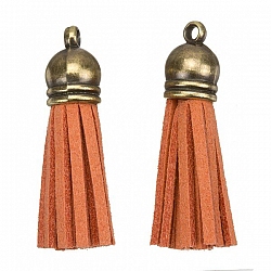 Suede Tassel Charms with Bronze Cap Orange 36mm PK2