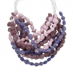 3 Strand Matt Lilac Pink & Violet Glass Chip Bead 3-7mm