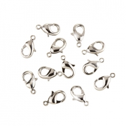 12mm Lobster Claw Clasps Nickel Plated Fasteners - PK12