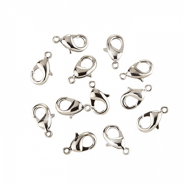12mm Lobster Claw Clasps Nickel Plated Fasteners - PK12