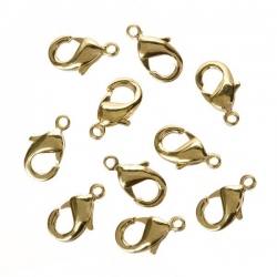 Lobster Claw Clasps 10mm Gold Plated Fasteners - PK10