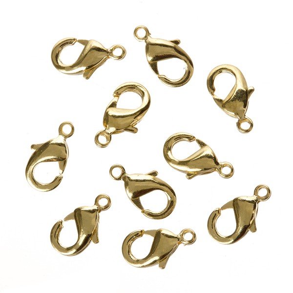 Lobster Claw Clasps 10mm Gold Plated Fasteners - PK10