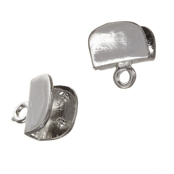 Ribbon/Cord Ends 8mm U-Shaped Silver Plated Clamps PK2