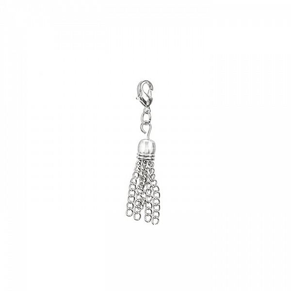 Silver 40mm Jewellery Tassel Charm With Lobster Clasp 